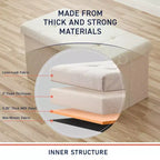Banc de rangement ottoman pliable en lin capitonné de 30 pouces Ornavo Home
