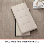 Banc de rangement ottoman pliable en lin capitonné de 30 pouces Ornavo Home