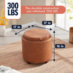 Pouf de rangement rond en similicuir Ornavo Home Lawrence avec couvercle transformable en table