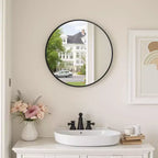 Miroir mural rond noir en aluminium de 23,6 pouces avec cadre fin Miroir de salle de bain mural