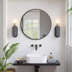 Miroir mural rond noir en aluminium de 23,6 pouces avec cadre fin Miroir de salle de bain mural