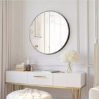 Miroir mural rond noir en aluminium de 23,6 pouces avec cadre fin Miroir de salle de bain mural
