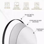 Miroir mural rond noir en aluminium de 23,6 pouces avec cadre fin Miroir de salle de bain mural