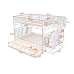 Lit superposé double Whisen avec tiroir, rangement et barrière de sécurité pour chambre à coucher