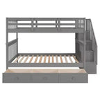 Lit superposé double Whisen avec tiroir, rangement et barrière de sécurité pour chambre à coucher