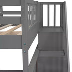 Lit superposé double Whisen avec tiroir, rangement et barrière de sécurité pour chambre à coucher
