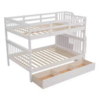 Lit superposé double Whisen avec tiroir, rangement et barrière de sécurité pour chambre à coucher