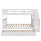 Lit superposé double Whisen avec tiroir, rangement et barrière de sécurité pour chambre à coucher