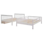 Lit superposé double Whisen avec tiroir, rangement et barrière de sécurité pour chambre à coucher