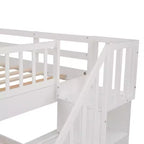 Lit superposé double Whisen avec tiroir, rangement et barrière de sécurité pour chambre à coucher