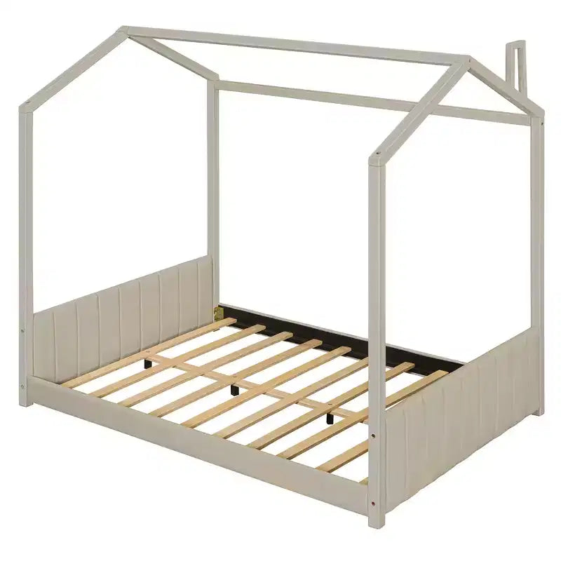 Lit cabane pleine grandeur en velours Whisen