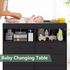 Commode de chambre à 6 tiroirs, commode à langer pour bébé avec matelas à langer