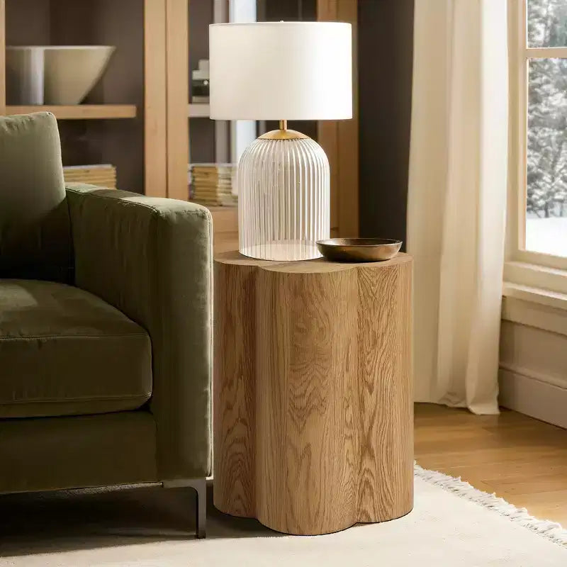 LuxenHome Table d'appoint et de bout ronde de 52 cm en bois manufacturé effet grain de bois marron