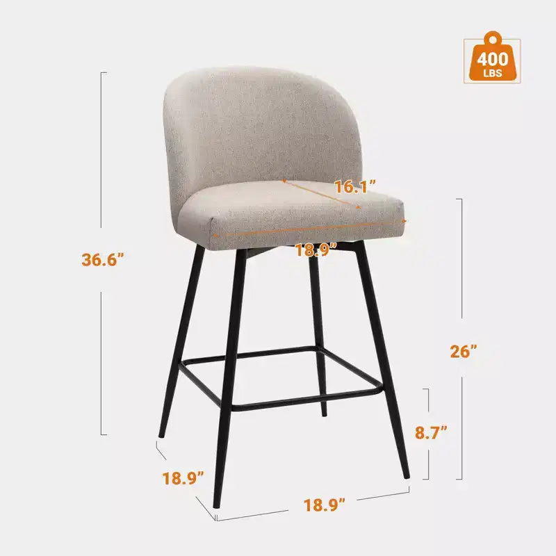 Tabourets de bar pivotants Vatros, hauteur comptoir, lot de 2