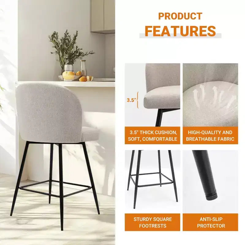 Tabourets de bar pivotants Vatros, hauteur comptoir, lot de 2