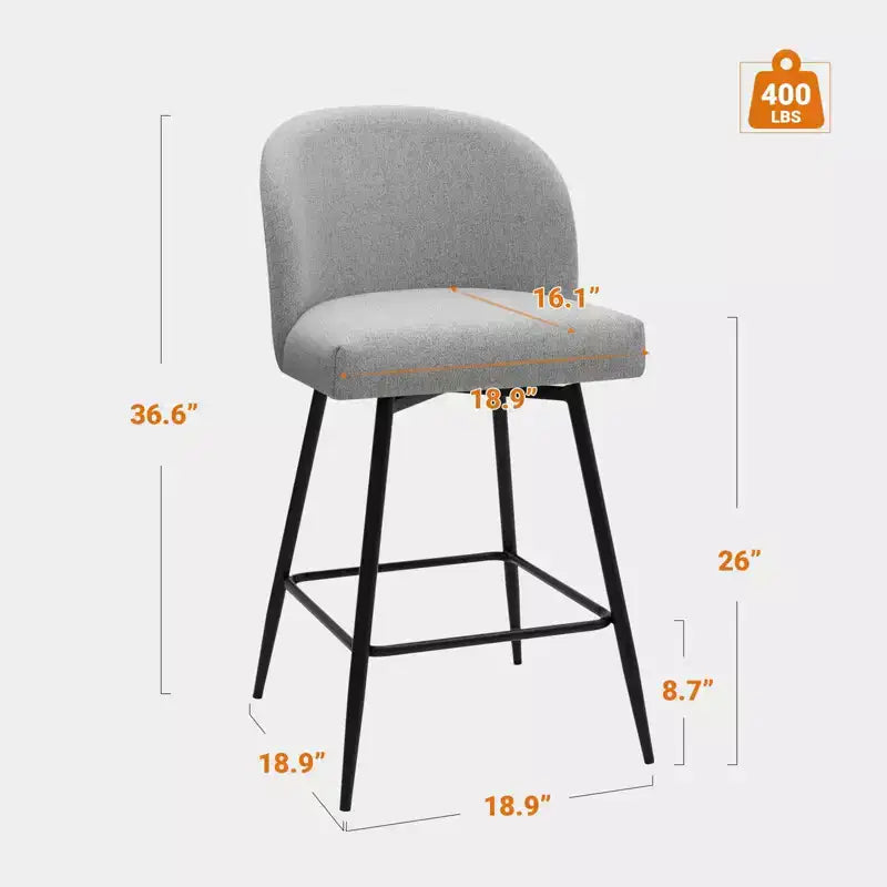 Tabourets de bar pivotants Vatros, hauteur comptoir, lot de 2