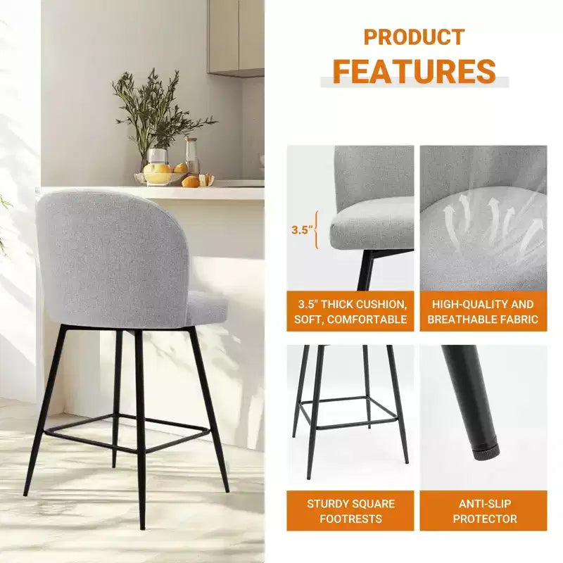 Tabourets de bar pivotants Vatros, hauteur comptoir, lot de 2