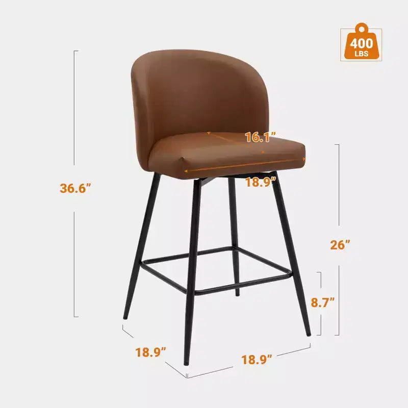 Tabourets de bar pivotants Vatros, hauteur comptoir, lot de 2