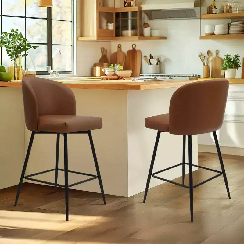 Vatros Swivel Bar Stools Upholstered Counter Height Stools Set of 2