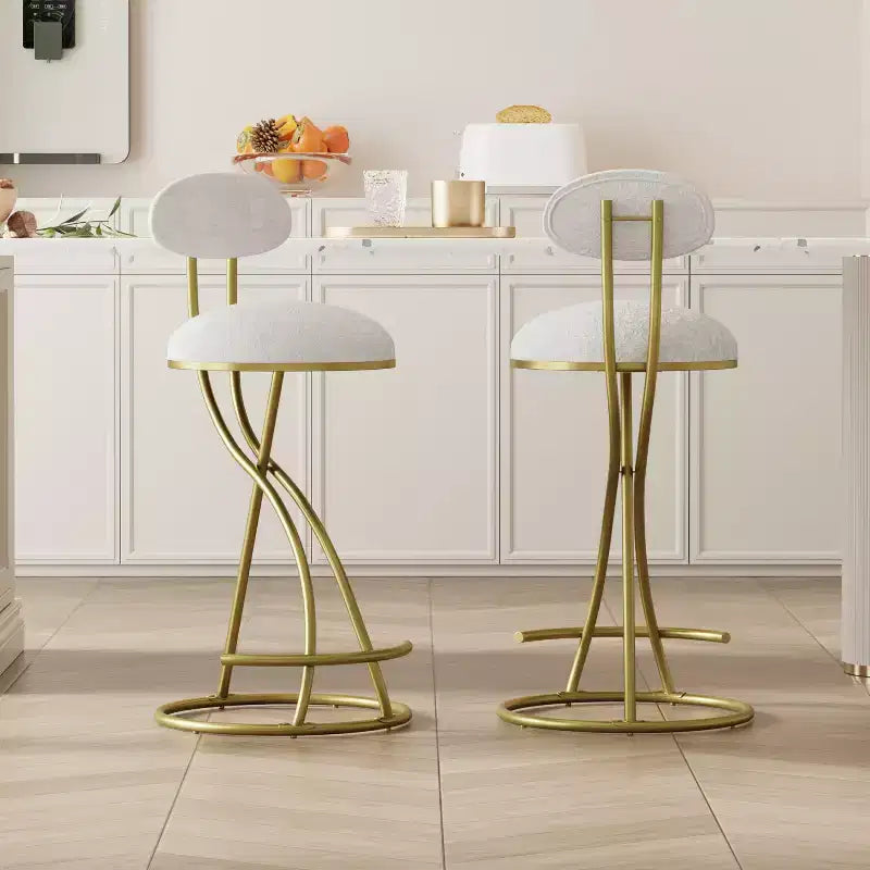 Tabourets de bar ronds Vatros, chaises de comptoir modernes rembourrées en velours pour salle à manger
