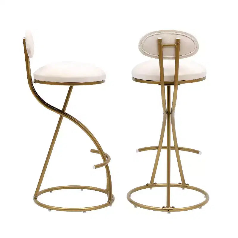 Tabourets de bar ronds Vatros, chaises de comptoir modernes rembourrées en velours pour salle à manger