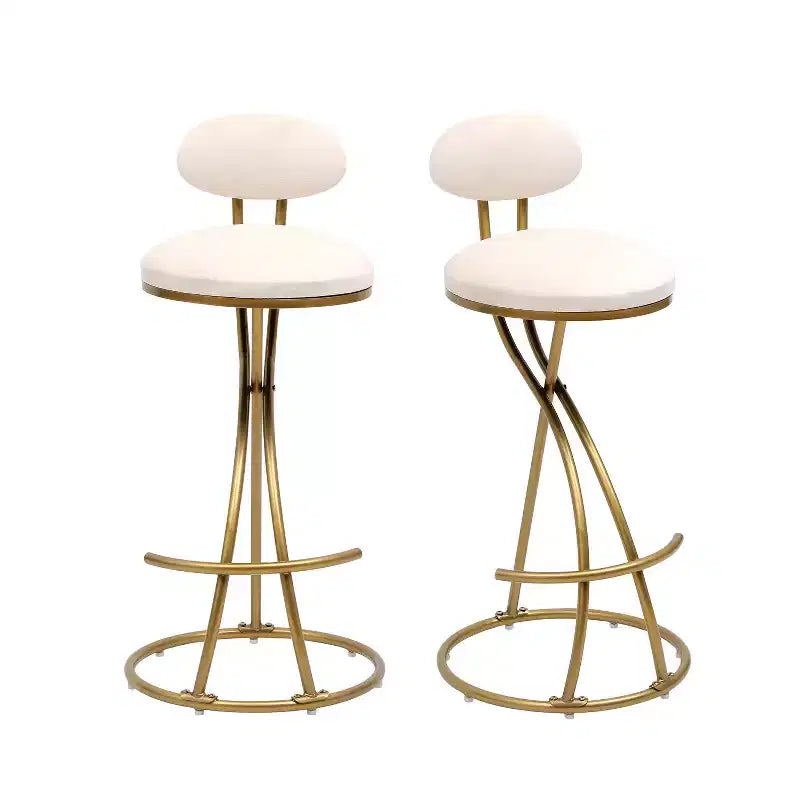 Tabourets de bar ronds Vatros, chaises de comptoir modernes rembourrées en velours pour salle à manger