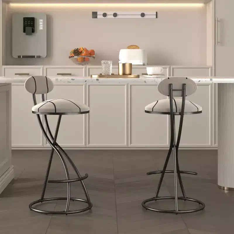 Tabourets de bar ronds Vatros, chaises de comptoir modernes rembourrées en velours pour salle à manger