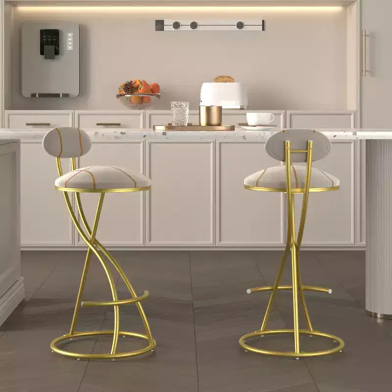 Tabourets de bar ronds Vatros, chaises de comptoir modernes rembourrées en velours pour salle à manger