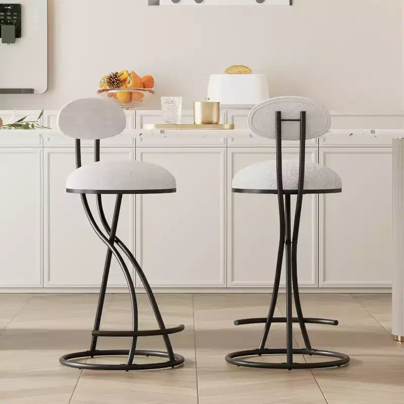 Tabourets de bar ronds Vatros, chaises de comptoir modernes rembourrées en velours pour salle à manger