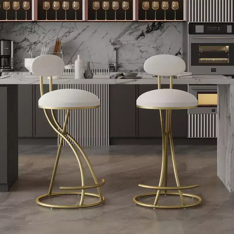 Tabourets de bar ronds Vatros, chaises de comptoir modernes rembourrées en velours pour salle à manger