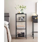 Étagère bibliothèque mince à 4 niveaux avec verre trempé et cadre en acier, étagère de rangement pour bureau à domicile, chambre à coucher