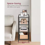 Étagère bibliothèque mince à 4 niveaux avec verre trempé et cadre en acier, étagère de rangement pour bureau à domicile, chambre à coucher