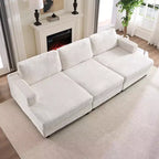 Mjkone Modern Corduroy Fabric Convertible Modular 3-Seater Sofa Couch For Living Room