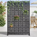 72 H47W Dovelina Black Metal Planter Box with Trellis Privacy Screen for Caf Patio,Garden & Balconies