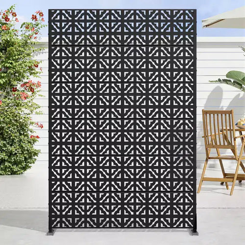 72 H47W Jardinière noire en métal Dovelina avec treillis brise-vue pour patio de café, jardin et balcons