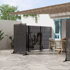 72 H47W Jardinière noire en métal Dovelina avec treillis brise-vue pour patio de café, jardin et balcons