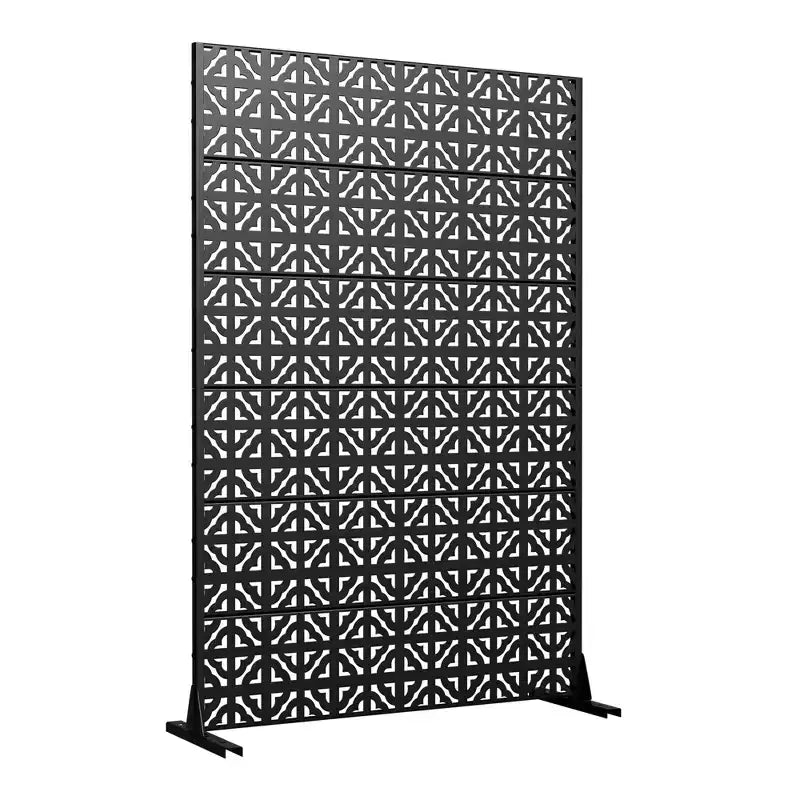 72 H47W Jardinière noire en métal Dovelina avec treillis brise-vue pour patio de café, jardin et balcons