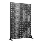 72 H47W Jardinière noire en métal Dovelina avec treillis brise-vue pour patio de café, jardin et balcons