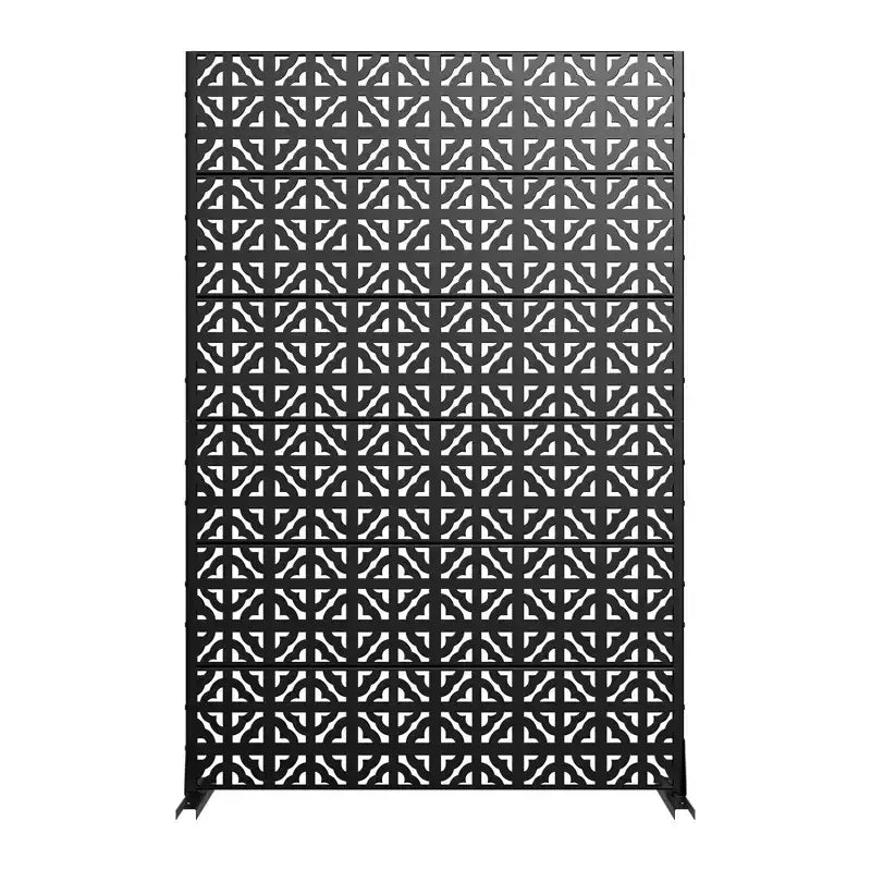 72 H47W Jardinière noire en métal Dovelina avec treillis brise-vue pour patio de café, jardin et balcons