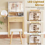 Coiffeuse Costway avec miroir LED réglable et prises de courant, petite, blanc