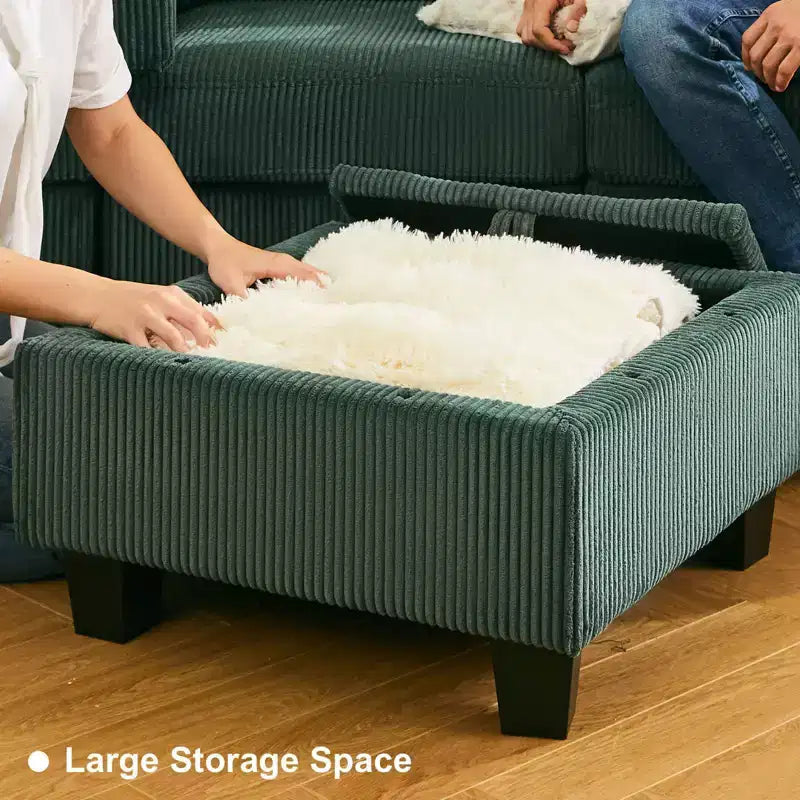 Grand canapé sectionnel modulaire Belffin 15 places avec rangement, canapé-lit sectionnel en velours côtelé, grand canapé modulaire convertible pour salon