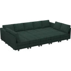 Grand canapé sectionnel modulaire Belffin 15 places avec rangement, canapé-lit sectionnel en velours côtelé, grand canapé modulaire convertible pour salon