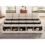 Grand canapé sectionnel modulaire Belffin 15 places avec rangement, canapé-lit sectionnel en velours côtelé, grand canapé modulaire convertible pour salon