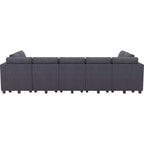 Grand canapé sectionnel modulaire Belffin 15 places avec rangement, canapé-lit sectionnel en velours côtelé, grand canapé modulaire convertible pour salon