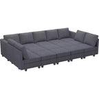 Grand canapé sectionnel modulaire Belffin 15 places avec rangement, canapé-lit sectionnel en velours côtelé, grand canapé modulaire convertible pour salon