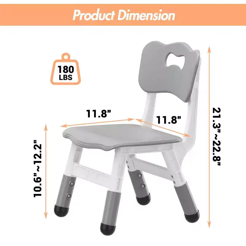 Chaises pour enfants réglables en hauteur sur 3 niveaux - Chaises en plastique pour tout-petits avec patins antidérapants pour les enfants de 2 à 12 ans