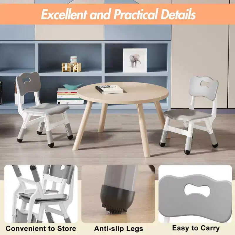 Chaises pour enfants réglables en hauteur sur 3 niveaux - Chaises en plastique pour tout-petits avec patins antidérapants pour les enfants de 2 à 12 ans