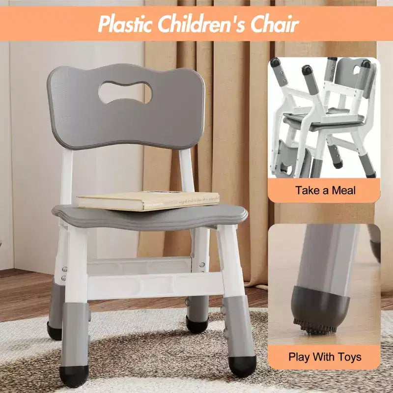Chaises pour enfants réglables en hauteur sur 3 niveaux - Chaises en plastique pour tout-petits avec patins antidérapants pour les enfants de 2 à 12 ans