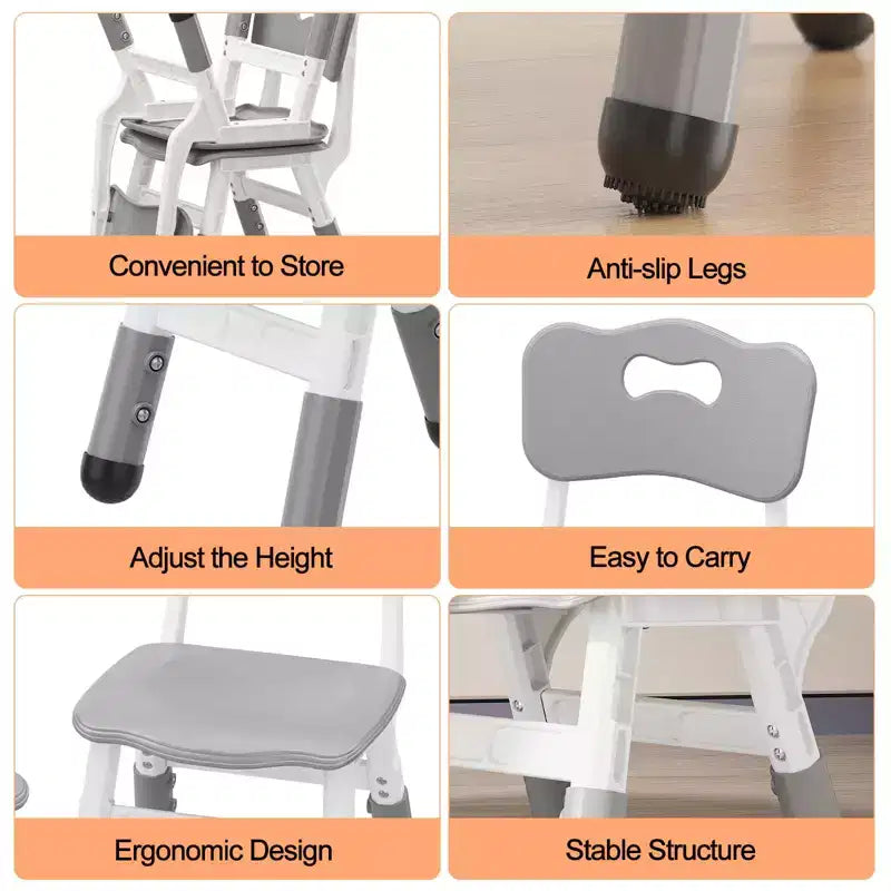 Chaises pour enfants réglables en hauteur sur 3 niveaux - Chaises en plastique pour tout-petits avec patins antidérapants pour les enfants de 2 à 12 ans