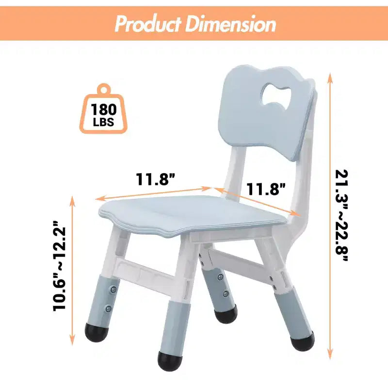 Chaises pour enfants réglables en hauteur sur 3 niveaux - Chaises en plastique pour tout-petits avec patins antidérapants pour les enfants de 2 à 12 ans